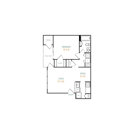 the floor plan for a two bedroom apartment at The Lorenzo